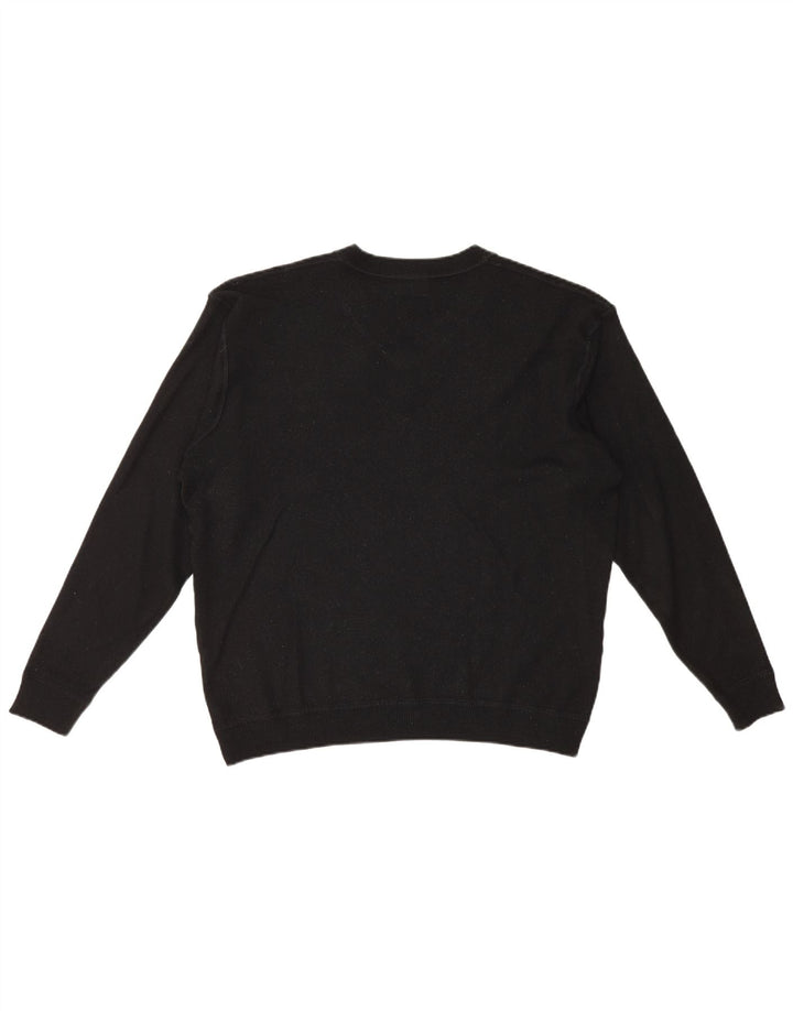 Lacoste Pull col V pour homme Taille 8 3XL Laine noire