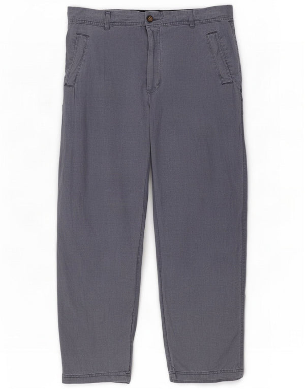 Marks & Spencer Pantalon droit décontracté pour homme W38 L31 Lin bleu
