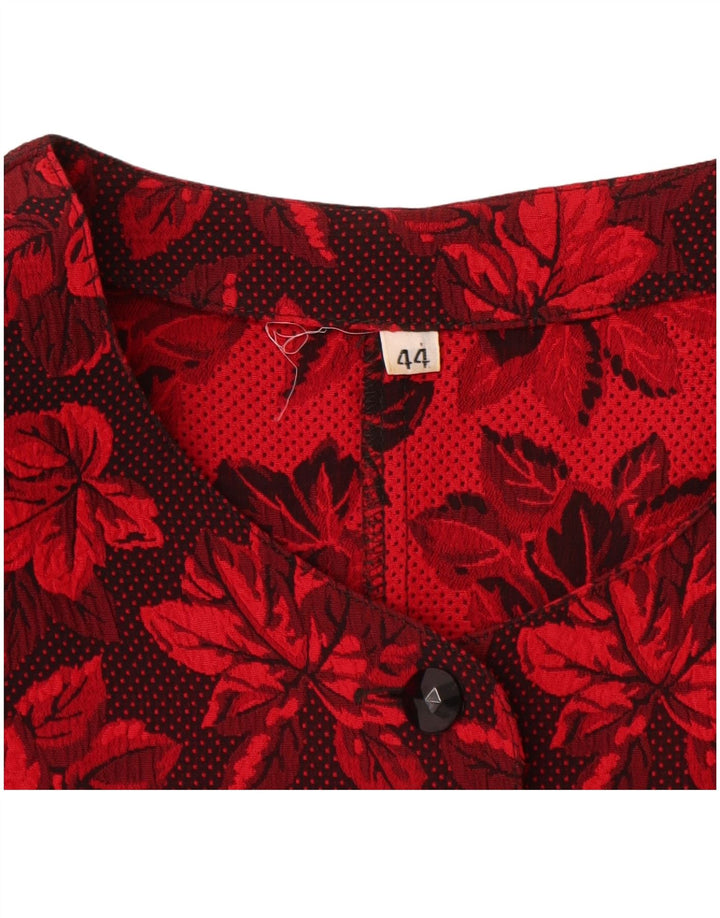vintage Femme Cardigan Top IT 44 Viscose Florale Rouge Moyen