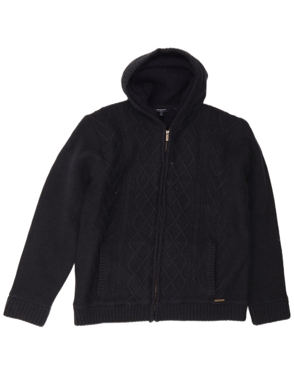 Weird Fish Cardigan à capuche pour homme en acrylique bleu marine