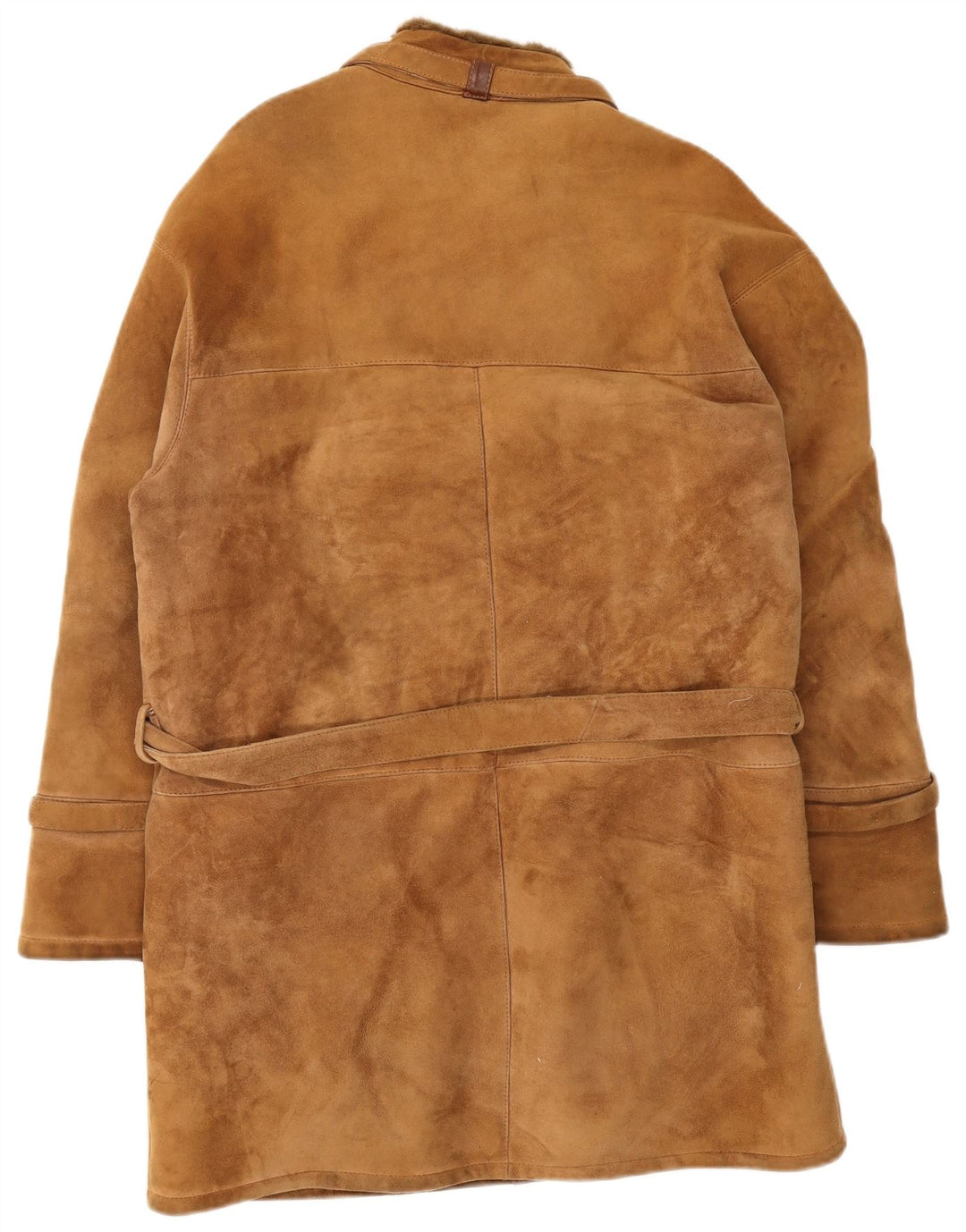 vintage Mens Shearling Overcoat UK 36 Petit Brun