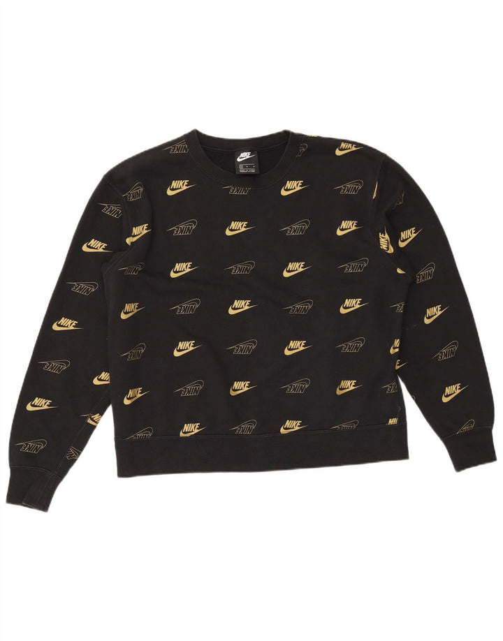 NIKE Sweat-shirt graphique pour femme UK 14 en coton noir moyen