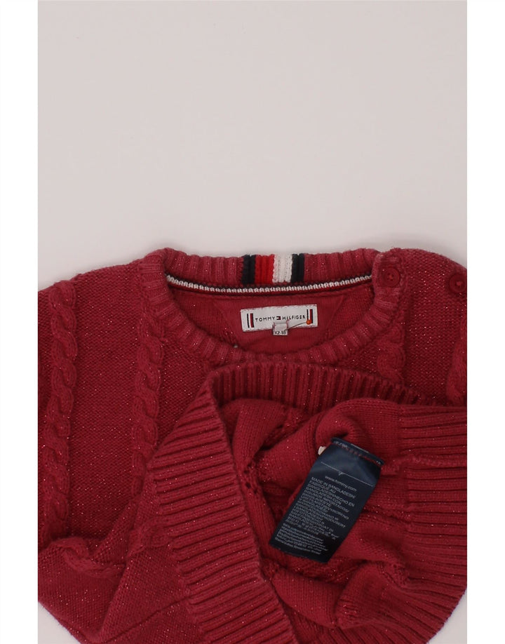 TOMMY HILFIGER Pull à col bateau pour bébé fille 12-18 mois Bordeaux