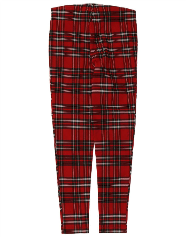 Zara Pantalon décontracté slim pour femme Medium W28 L26 Viscose à carreaux rouge