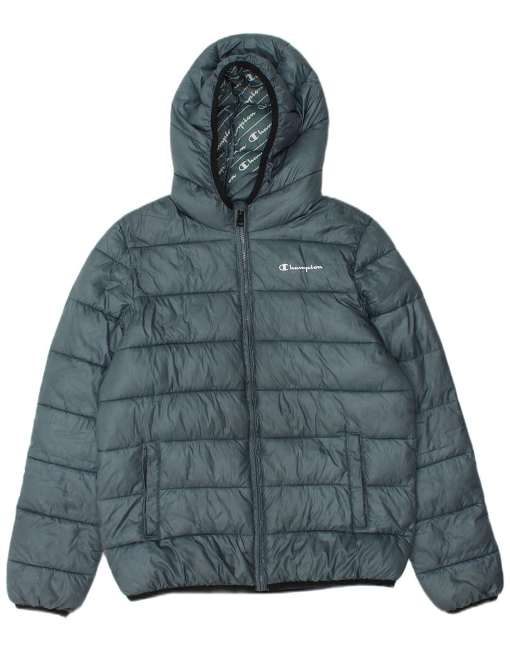 Champion Veste matelassée à capuche pour homme UK 36 Petit Bleu Polyester