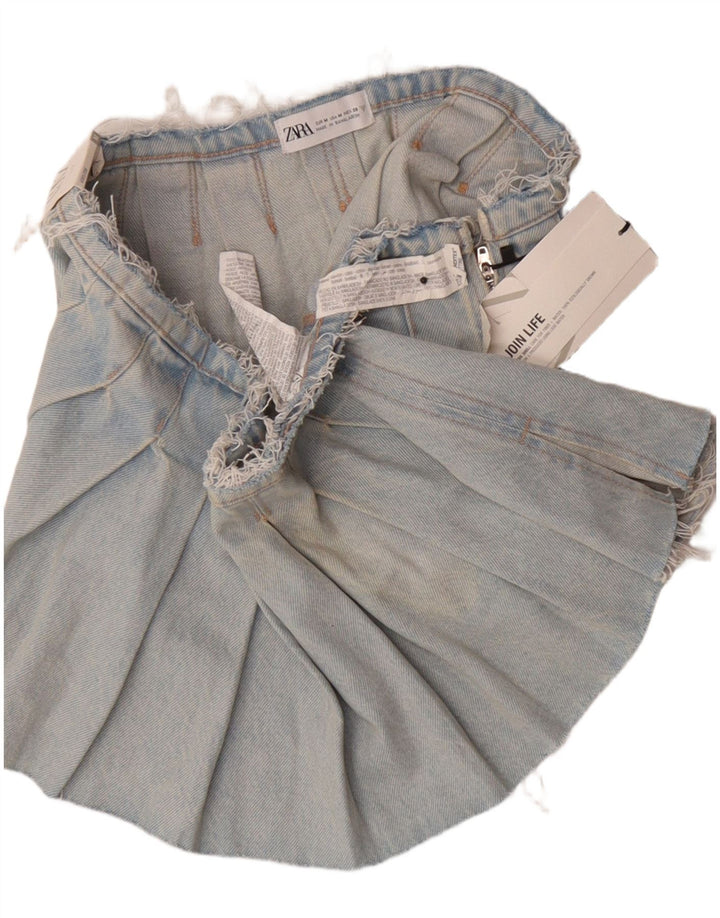 Zara Femme Mini Jupe En Jean Moyen W28 Bleu Coton