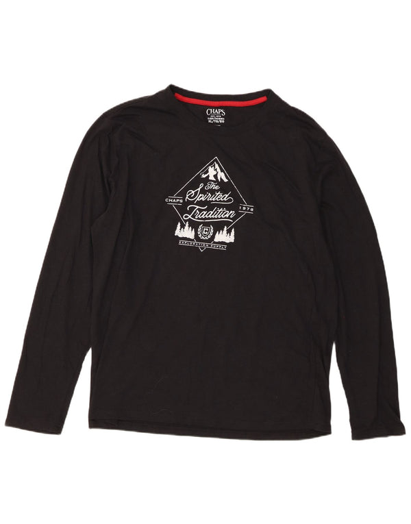 Chaps Mens Graphic Top Long Sleeve XL Black Cotton