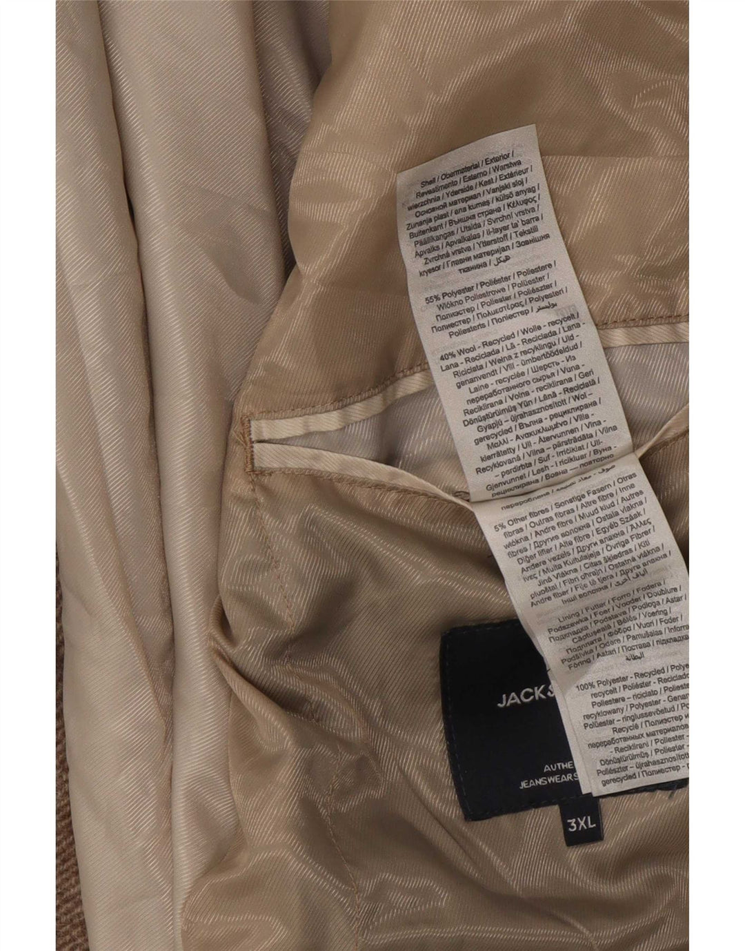 Jack & Jones Manteau Homme UK 46 3XL Beige Polyester