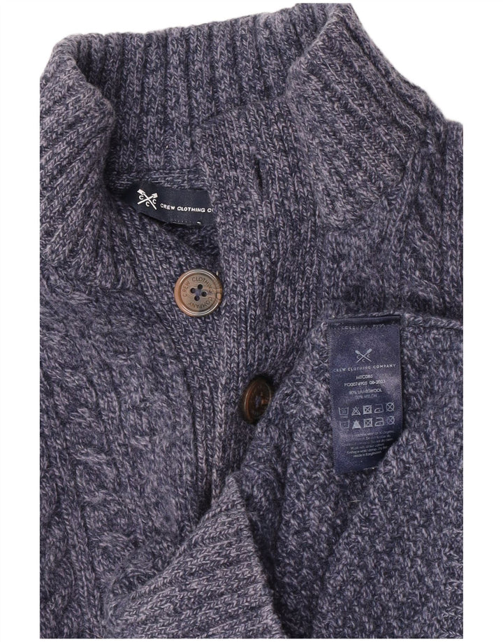 Crew Clothing Pull à col boutonné pour homme Petit bleu marine moucheté