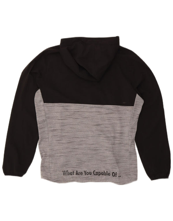 ADIDAS Mens Climalite Graphic Hoodie Jumper Medium Black Colourblock