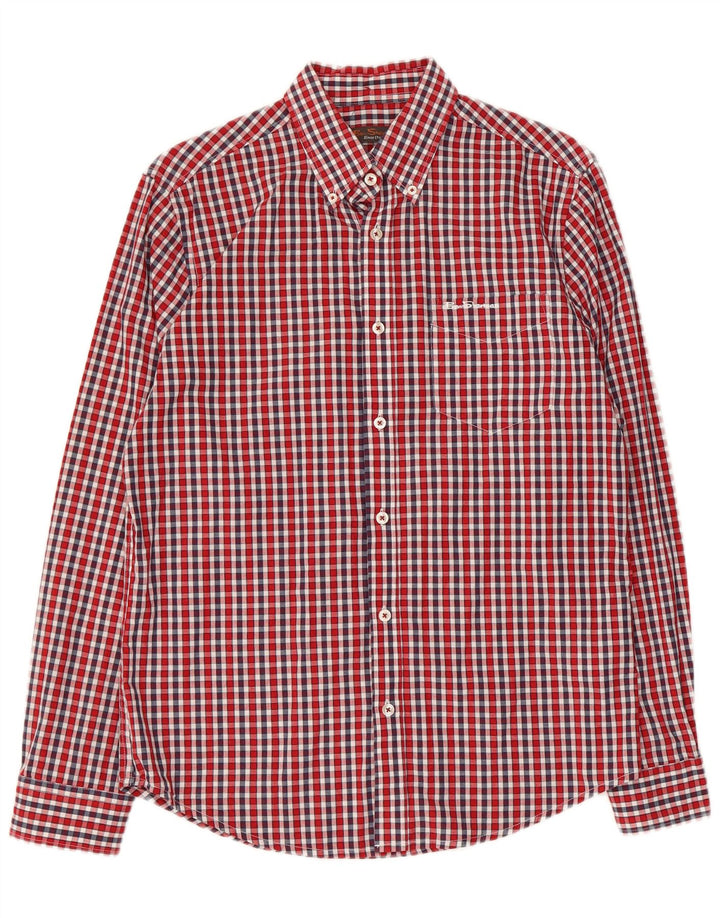 Ben Sherman Chemise Homme Petit Carreau Rouge Coton