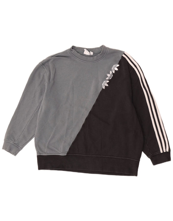 Adidas Sweat-shirt graphique pour femme UK 12 Gris moyen Colourblock