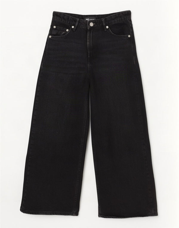 Zara Jean taille haute à jambe large pour femme EU 36 XS W26 L25 Coton noir