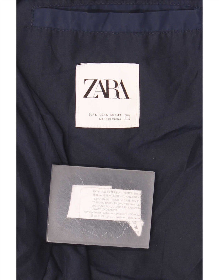 Zara Veste Bomber Homme UK 40 Large Bleu Marine Polyester