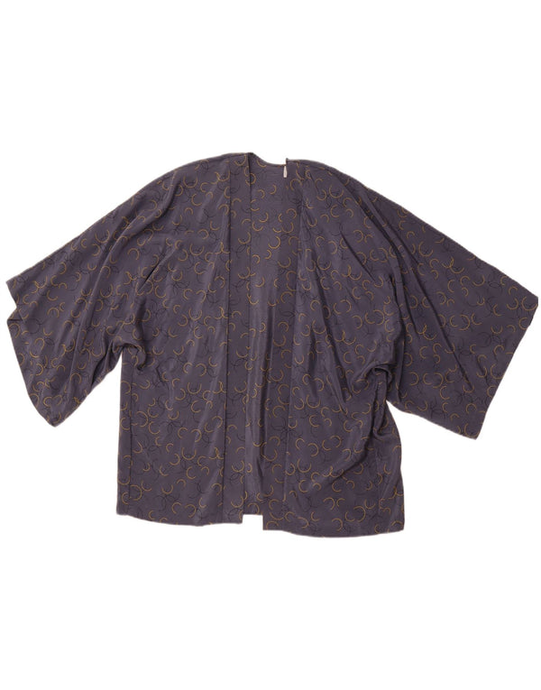 JIGSAW Cardigan à manches courtes pour femme UK 18 XL Gris géométrique en soie