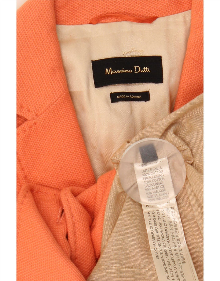 MASSIMO DUTTI Veste Blazer 1 Bouton Femme EU 38 Petit Coton Orange