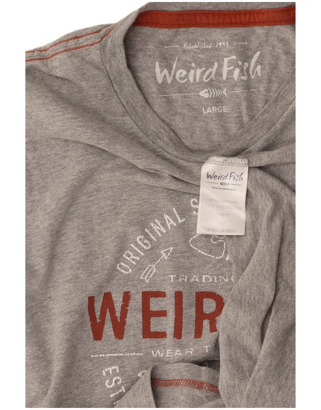 WEIRD FISH T-Shirt Graphique Homme Grand Gris Coton