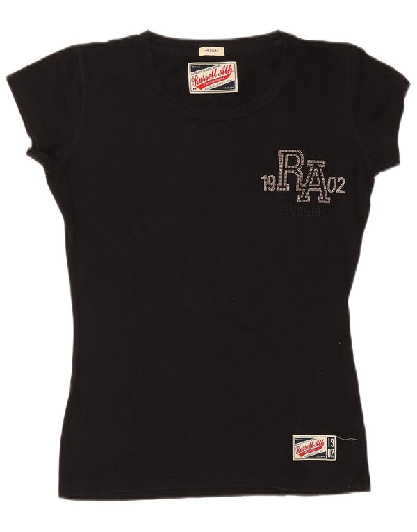 Russell Athletic T-shirt graphique pour femme UK 14 Noir moyen