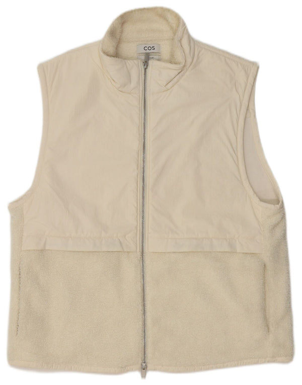 Cos Gilet polaire coupe régulière pour homme UK 40 Large Blanc Polyester