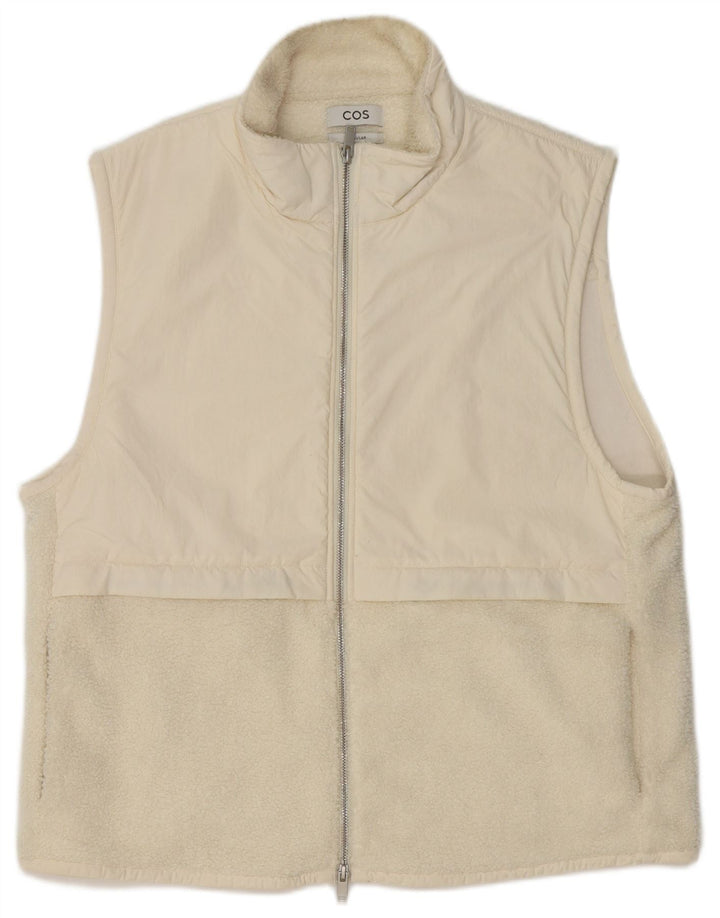 Cos Gilet polaire coupe régulière pour homme UK 40 Large Blanc Polyester