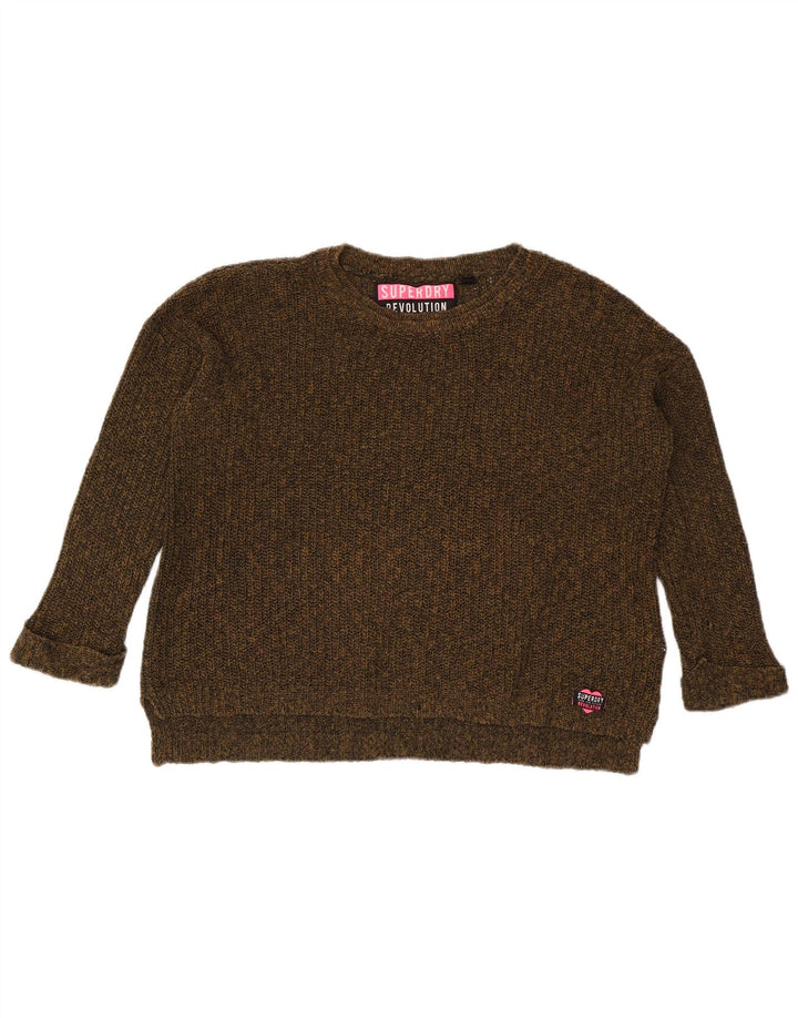 Superdry Pull surdimensionné à col bateau pour femme UK 14 Kaki moyen