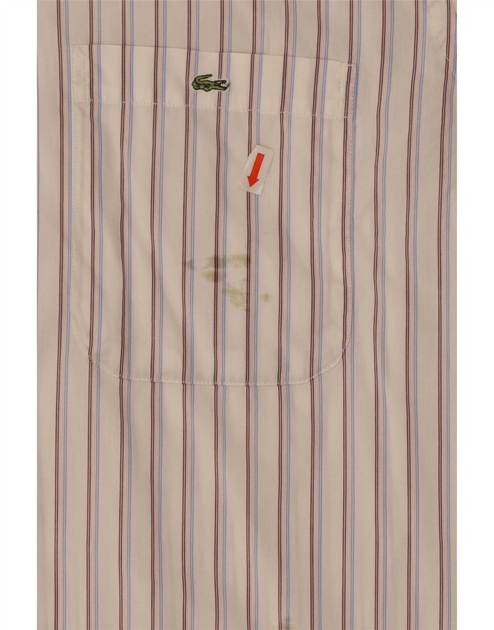 Lacoste Chemise Homme Taille 42 Grand Coton Rayé Blanc