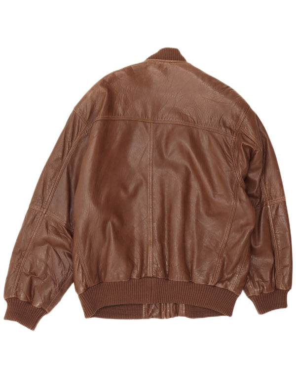 veste en cuir coupe ample vintage pour hommes EU 48 cuir brun moyen