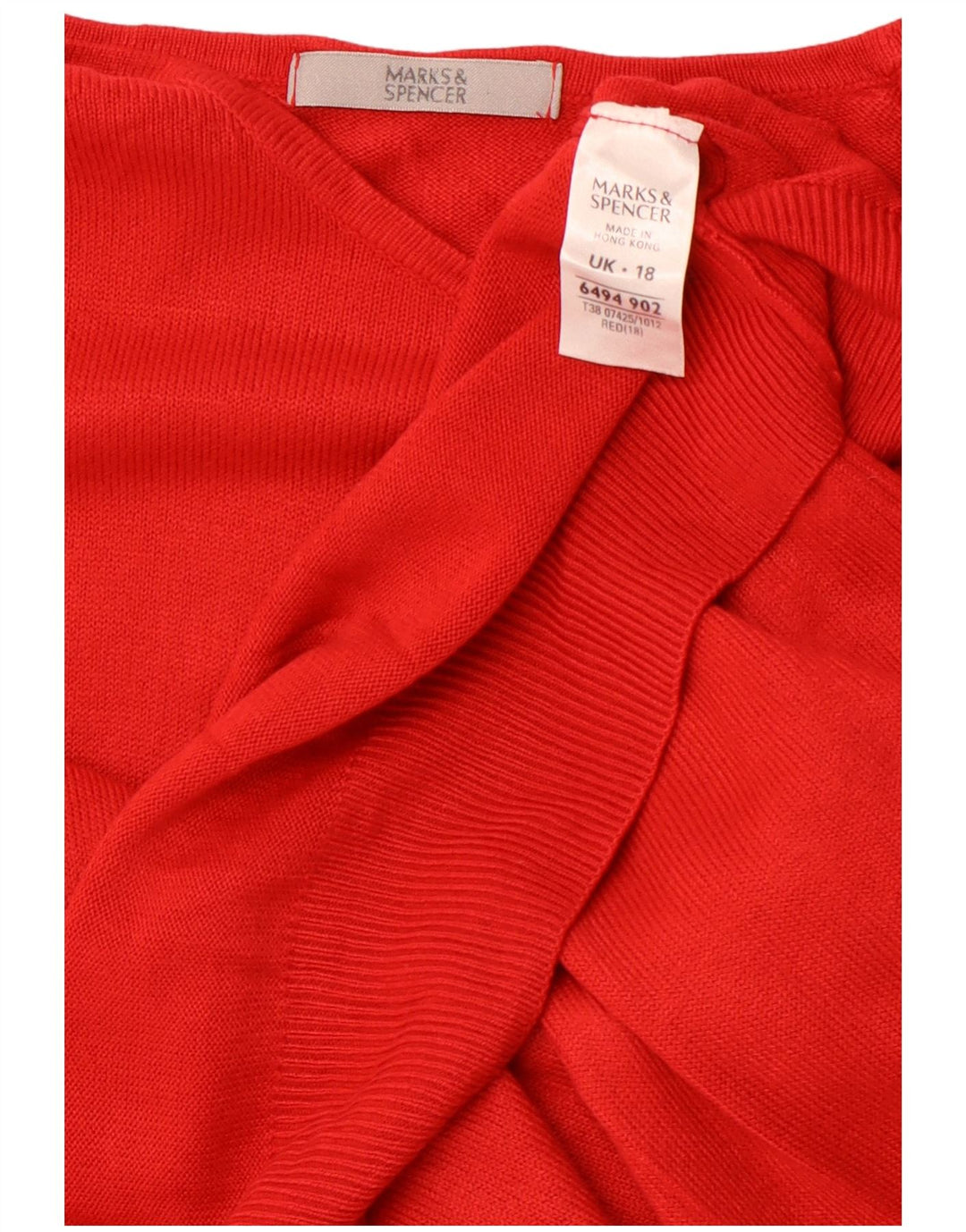 MARKS & SPENCER Pull col bateau pour femme UK 18 XL Acrylique rouge