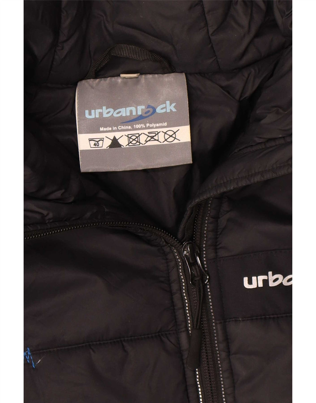 Urbanrock Veste matelassée à capuche pour homme UK 40 Large Noir Polyester