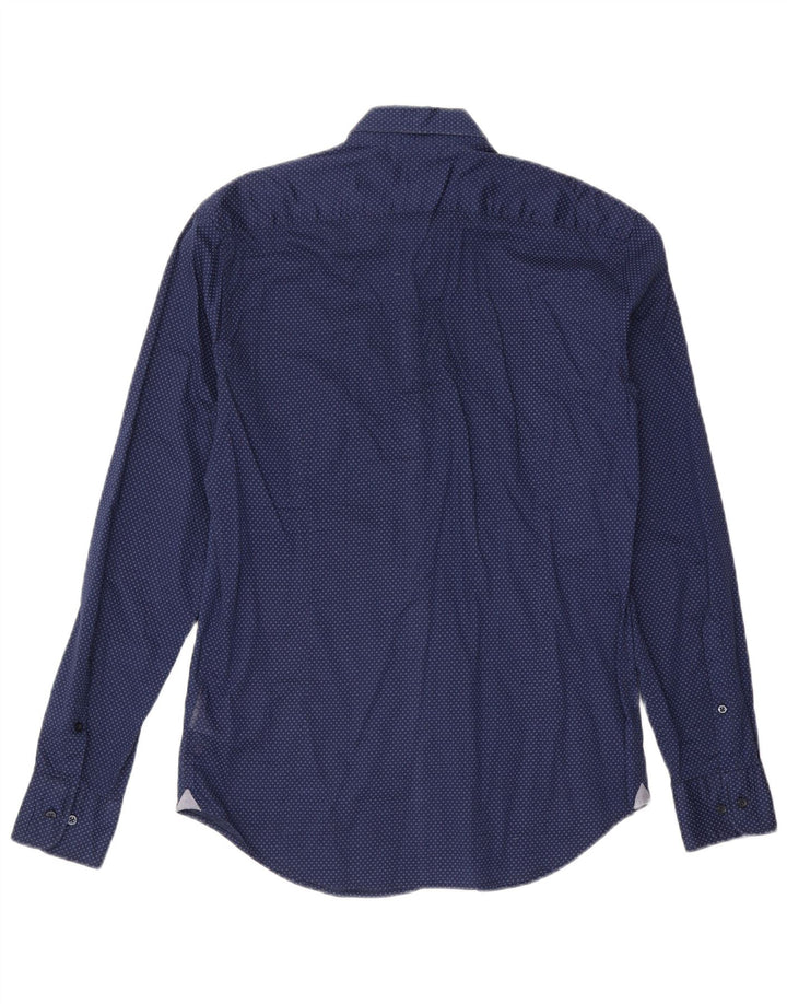 HENRY COTTONS Chemise homme Taille 39 Coton tacheté bleu marine moyen