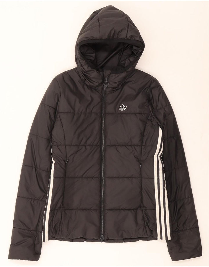 Adidas Veste rembourrée à capuche pour femme UK 10 Petit Noir Polyester