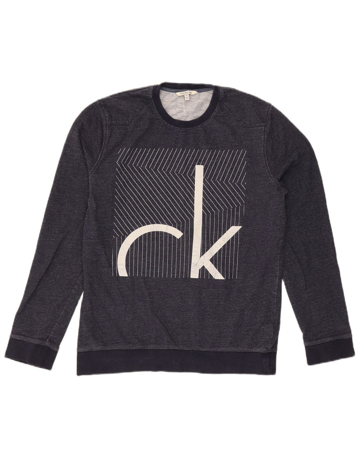 Calvin Klein Jeans Sweat-Shirt Graphique Homme Bleu Marine Moyen