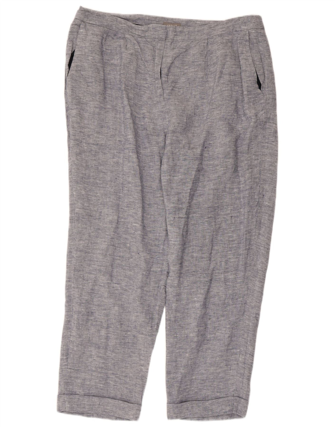 JAEGER Pantalon court droit pour femme UK 16 Large W36 L25 Lin bleu