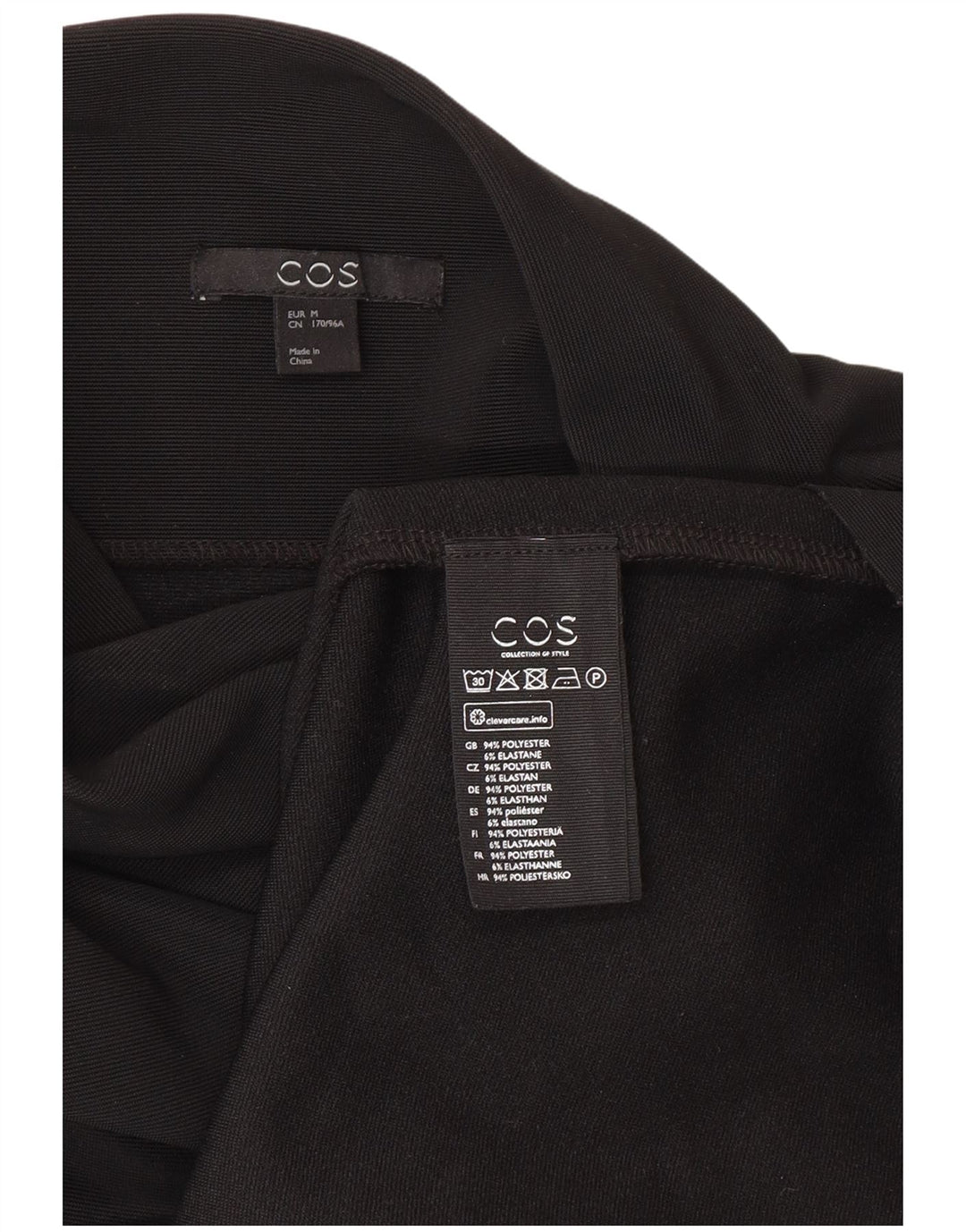 Cos Robe tunique à manches 3/4 pour femme UK 44 Noir moyen Polyester