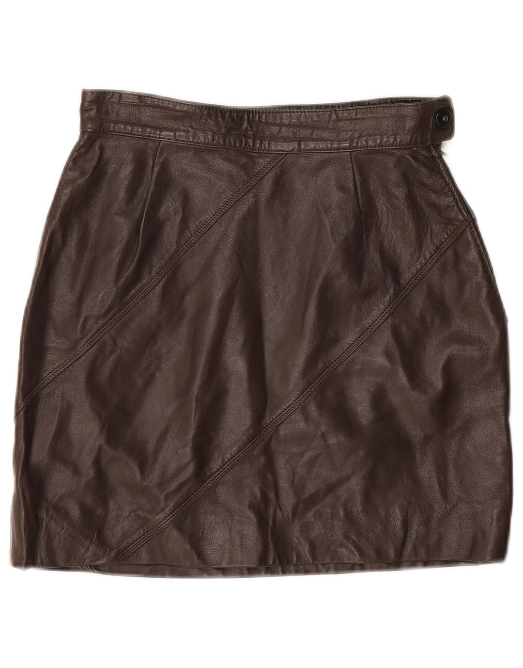 vintage Femme Mini Jupe En Cuir W24 XS Marron