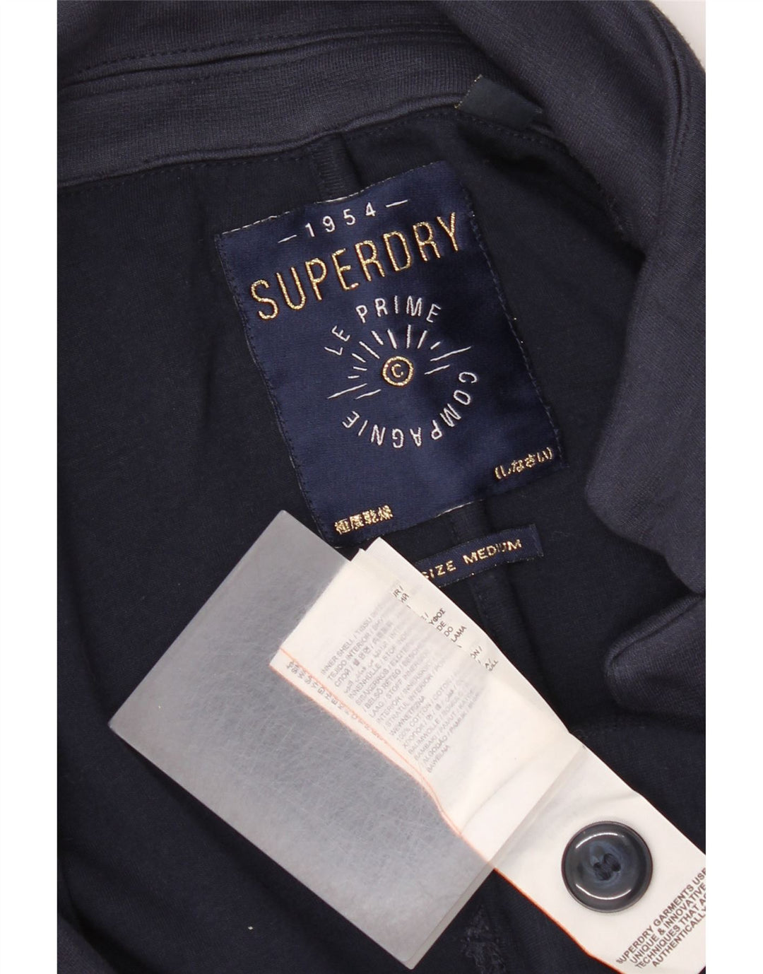 Superdry Veste Blazer 1 Bouton Femme UK 14 Bleu Marine Moyen Coton