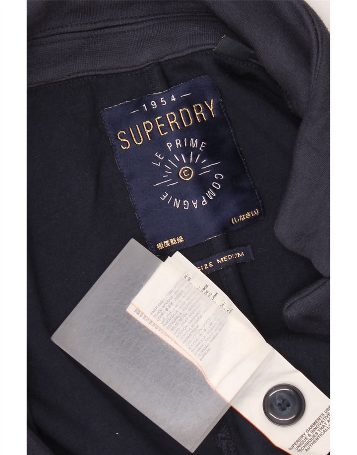 Superdry Veste Blazer 1 Bouton Femme UK 14 Bleu Marine Moyen Coton