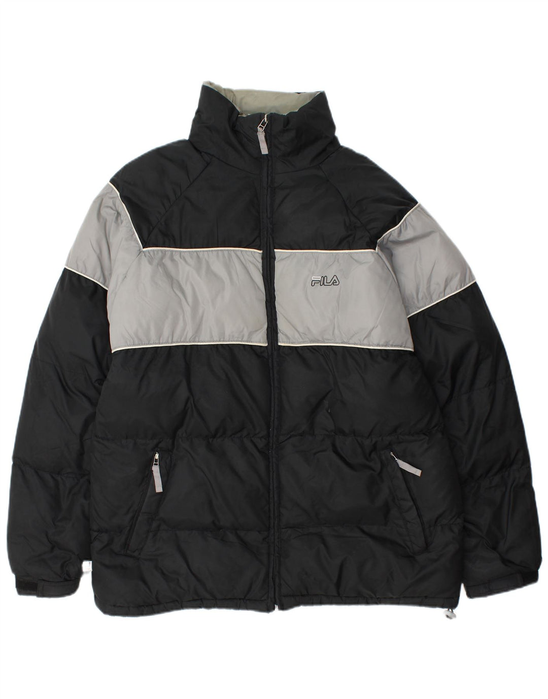 Fila Veste matelassée pour homme UK 40 Large Noir Colorblock Nylon