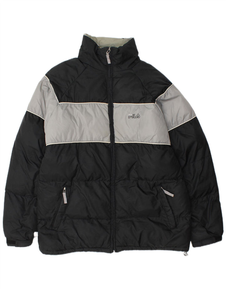 Fila Veste matelassée pour homme UK 40 Large Noir Colorblock Nylon