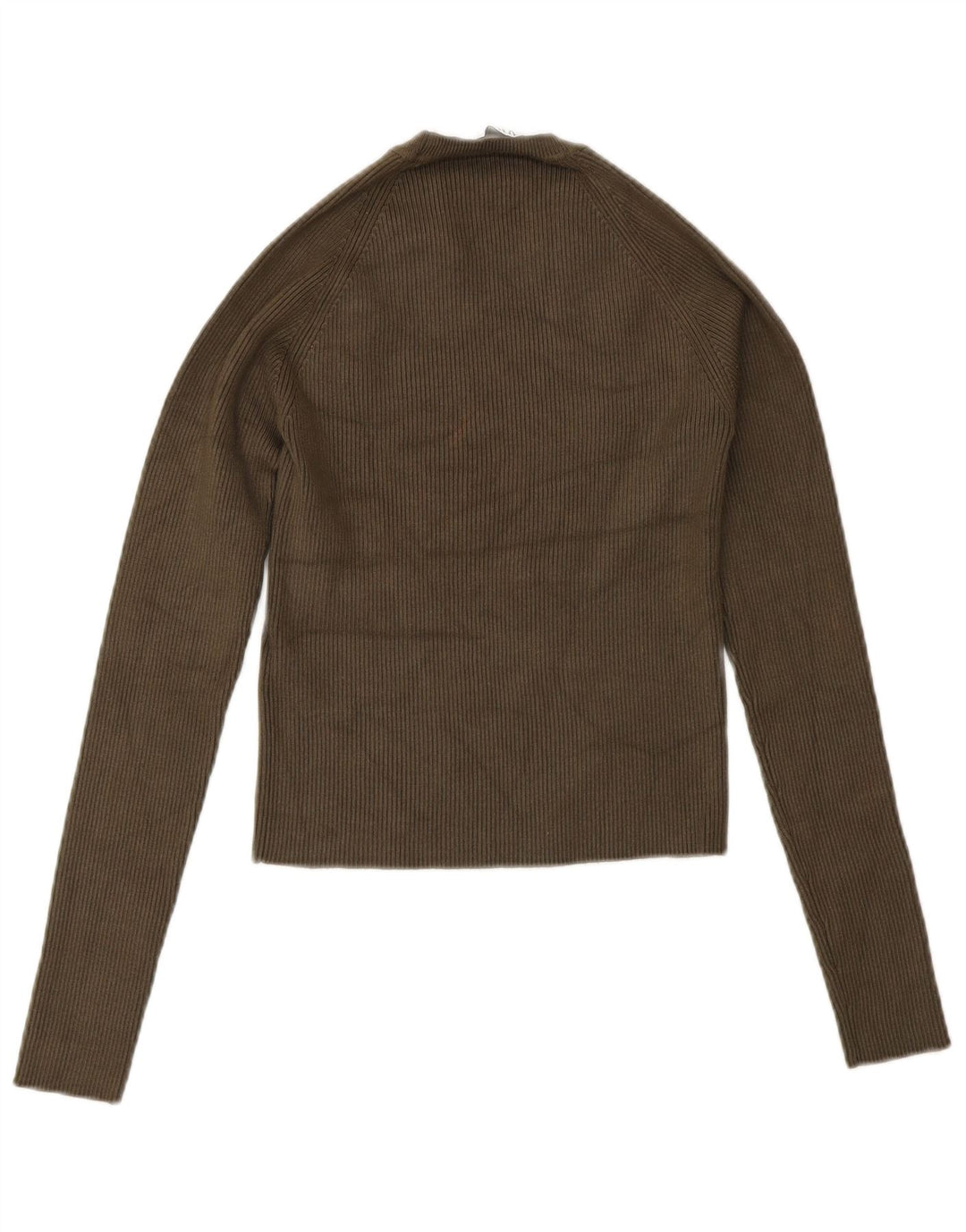 Zara Womens Crop Top Manches Longues UK 8 Small Vert Viscose
