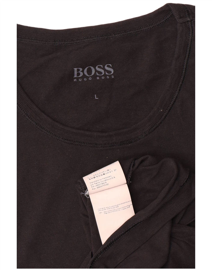 Hugo Boss Hommes T-Shirt Top Large Noir Coton