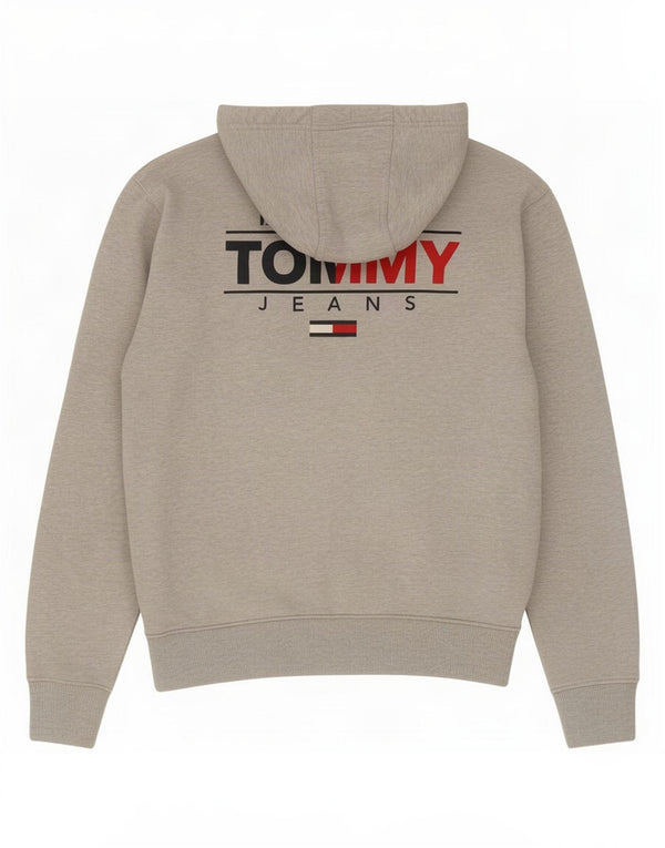 Tommy Hilfiger Pull à Capuche Graphique Zippé Homme Gris Moyen Moucheté Coton