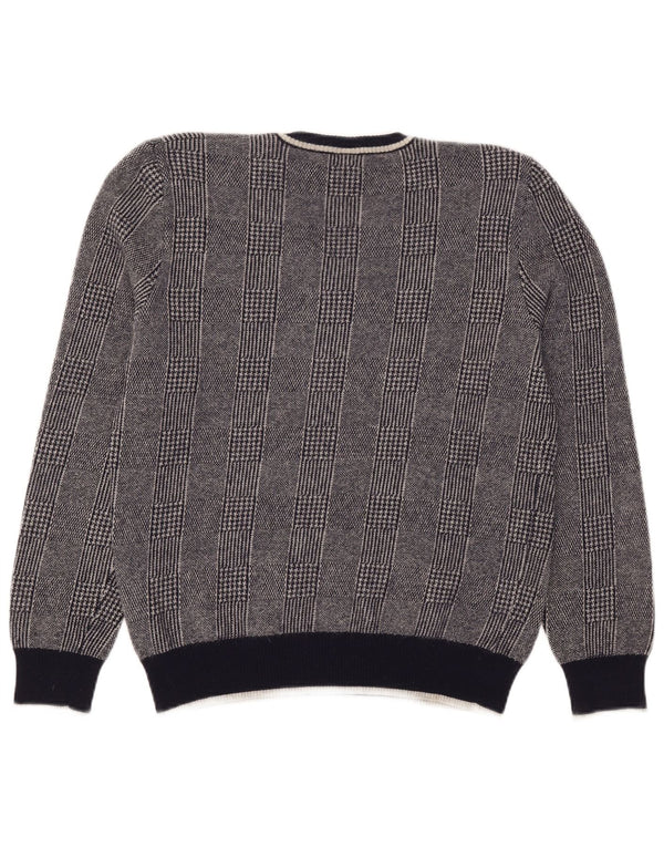 Marina Yachting Pull col V pour femme UK 18 XL Laine à carreaux gris