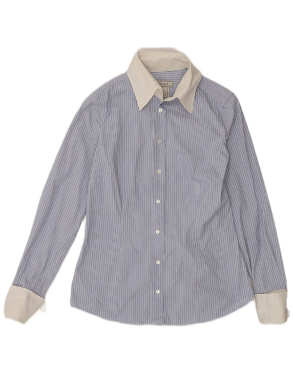 Gant Chemise Femme UK 10 Petit Coton Rayé Bleu