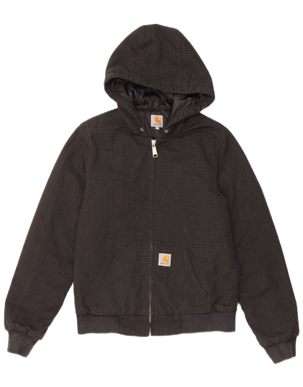 Carhartt Veste bomber à capuche pour femme UK 6 XS Noir à carreaux Polyester