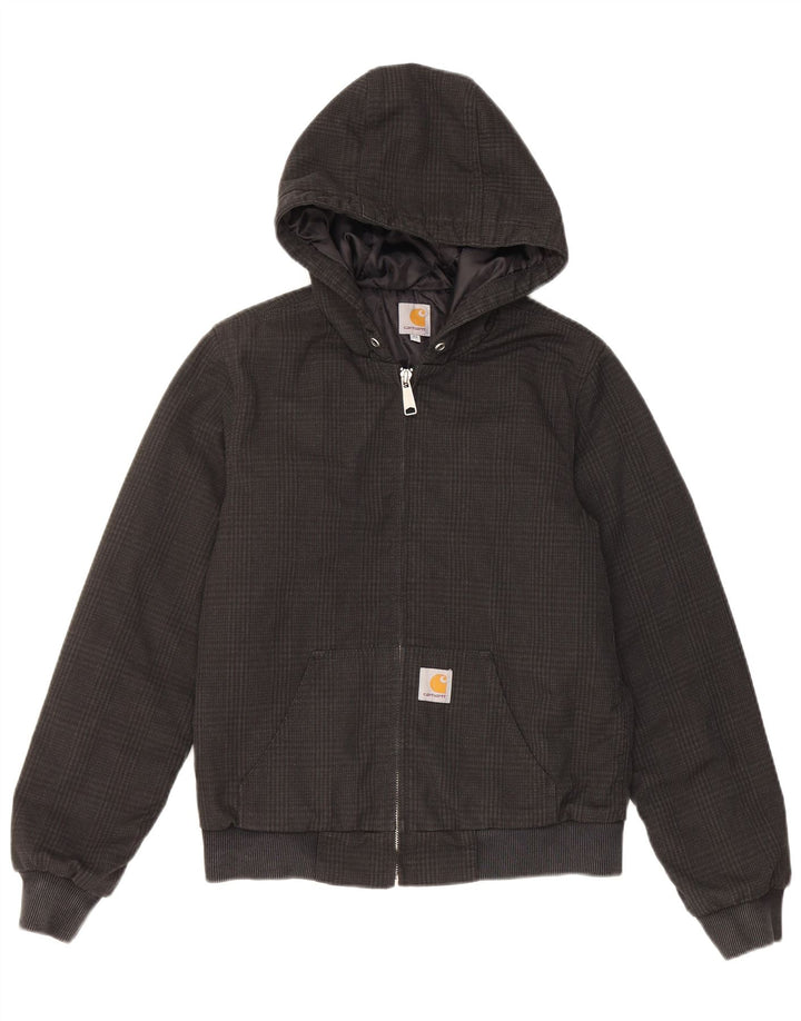 Carhartt Veste bomber à capuche pour femme UK 6 XS Noir à carreaux Polyester