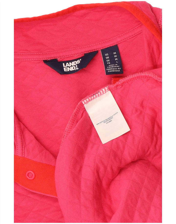 Lands End Sweat-shirt en jersey à col boutonné pour femme UK 14 Rose moyen