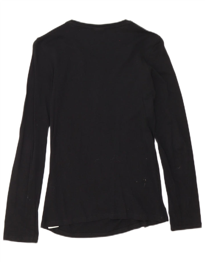 Diesel Haut graphique à manches longues pour femme UK 8 Small Noir Coton