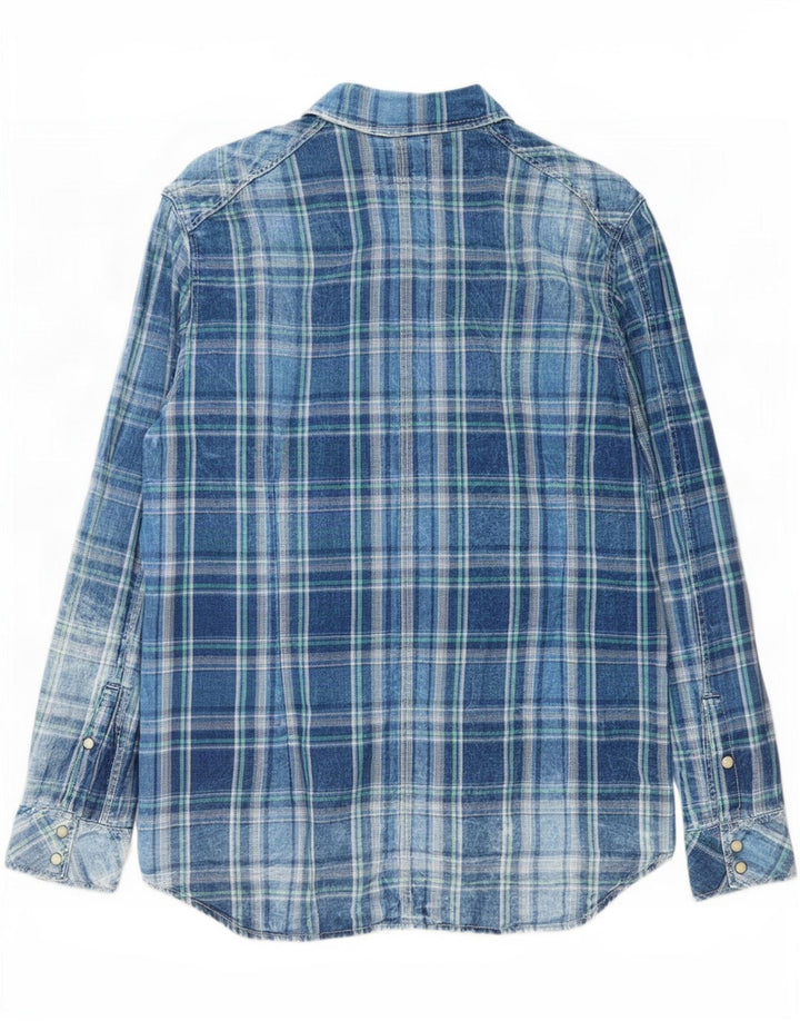 G-Star Chemise en flanelle pour hommes, grand carreaux bleus en coton