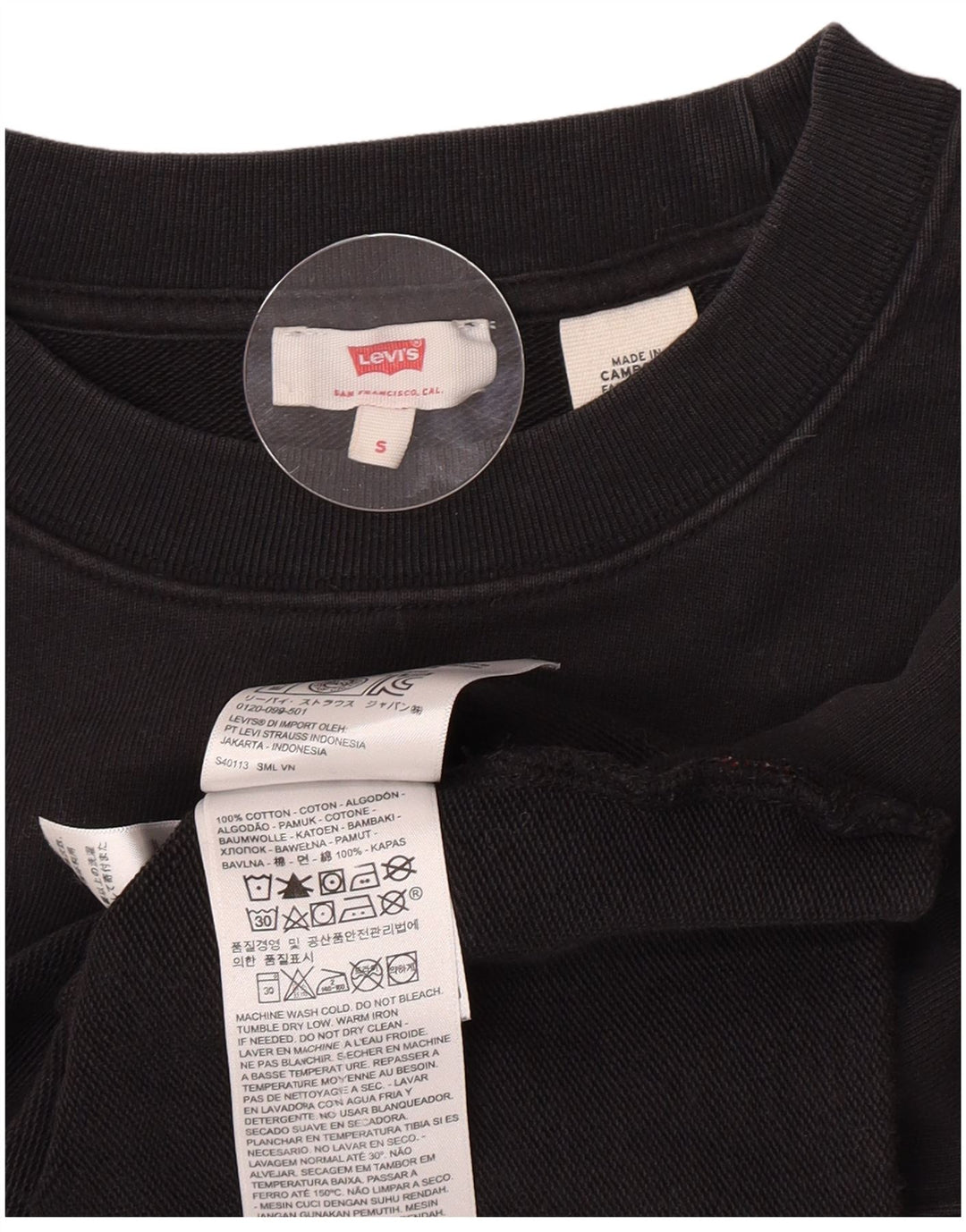 Levi's Sweat-shirt surdimensionné graphique pour femme UK 10 Small Noir Coton